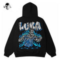 Warren Lotas Luka Blue Flame Jersey Rip Hoodie - Black