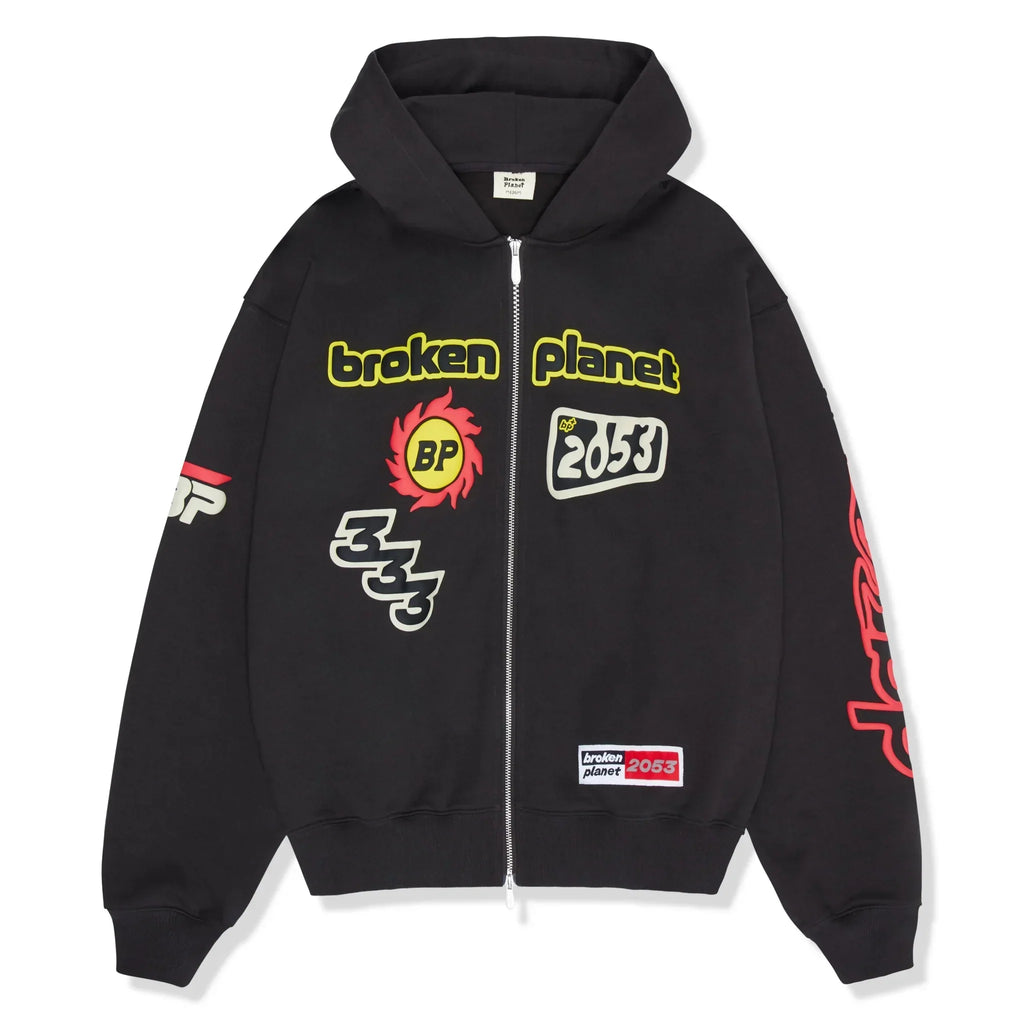 Broken Planet Zip Up Hoodie Performance Soot Black